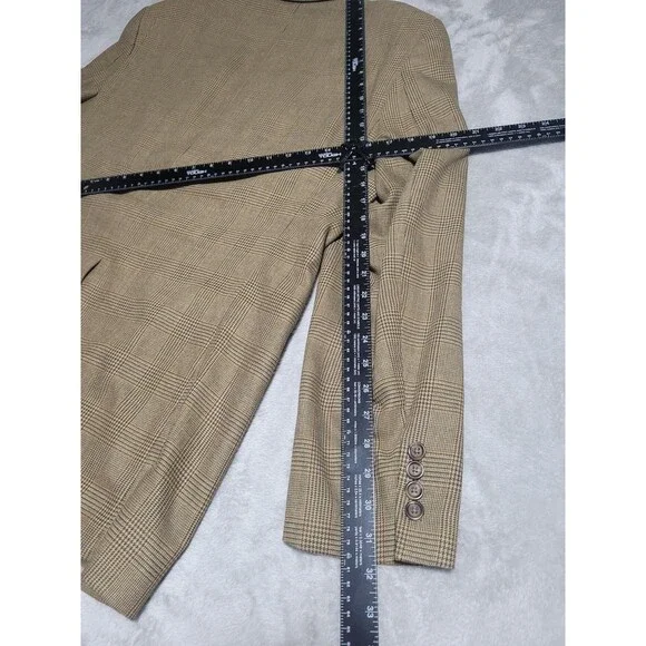 Ralph Lauren Sport Coat Mens 44 Long Beige Plaid Tweed Blazer 2 Button - Picture 13 of 14